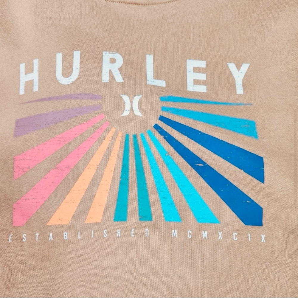Hurley Mens Pullover Hoodie Size Medium Khaki Starburst‎ Graphic Est MCMXCIX - Picture 2 of 5
